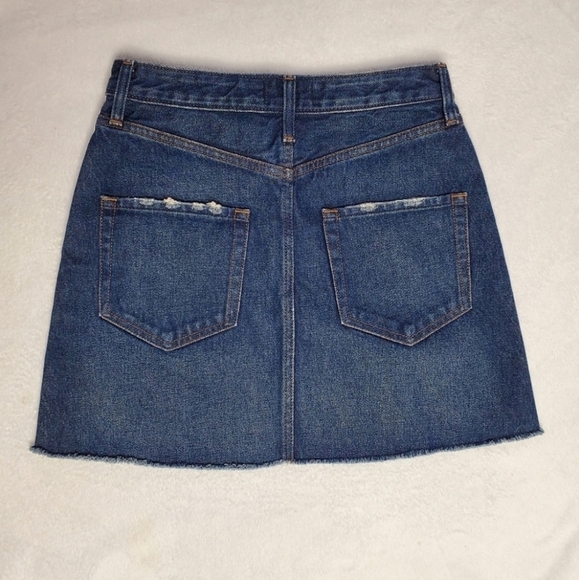 A&F Blue Side Stripe Distressed Denim Mini Skirt - Picture 6 of 9
